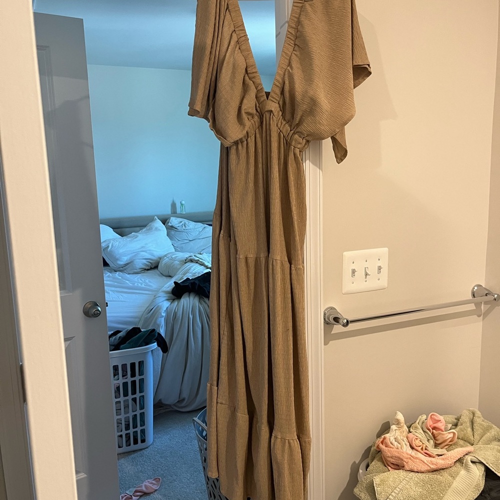 Elegant Tan Maxi Dress